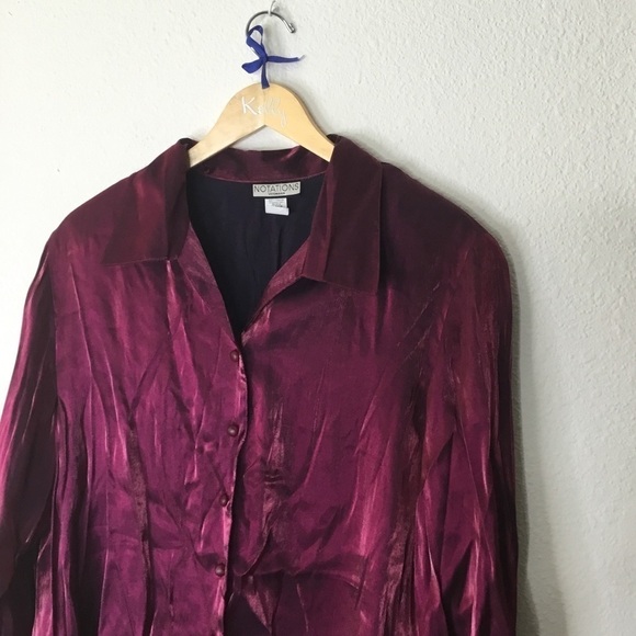 NWT PLUS Notions Woman Metallic Button Down Top - Picture 3 of 7